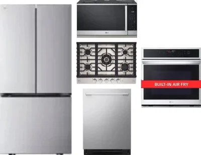5 Piece Package Includes Refrigerator, Cooktop, Wall Oven, Microwave And Dishwasher