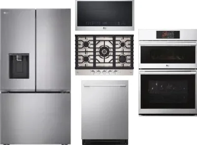 5 Piece Package Includes Refrigerator, Cooktop, Wall Oven, Microwave And Dishwasher