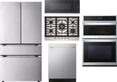 5 Piece Package Includes Refrigerator, Cooktop, Wall Oven, Microwave And Dishwasher