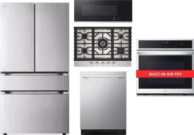 5 Piece Package Includes Refrigerator, Cooktop, Wall Oven, Microwave And Dishwasher