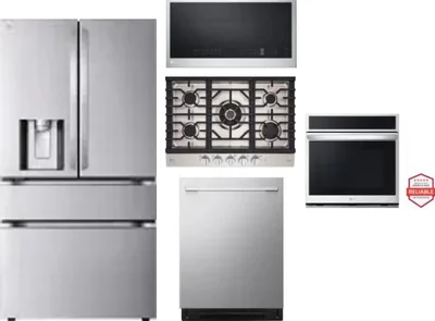 5 Piece Package Includes Refrigerator, Cooktop, Wall Oven, Microwave And Dishwasher