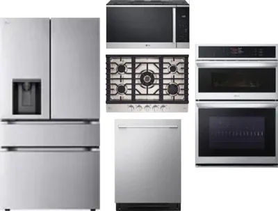 5 Piece Package Includes Refrigerator, Cooktop, Wall Oven, Microwave And Dishwasher