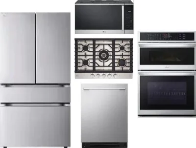 5 Piece Package Includes Refrigerator, Cooktop, Wall Oven, Microwave And Dishwasher