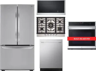 5 Piece Package Includes Refrigerator, Cooktop, Wall Oven, Microwave And Dishwasher