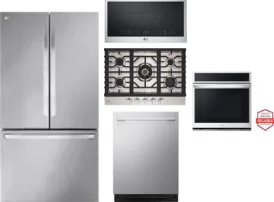 5 Piece Package Includes Refrigerator, Cooktop, Wall Oven, Microwave And Dishwasher