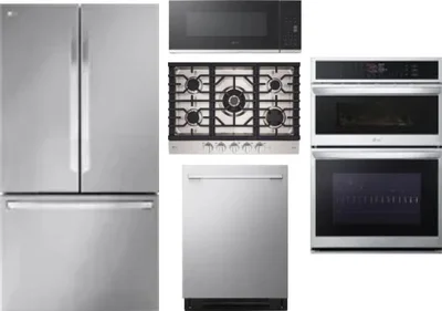 5 Piece Package Includes Refrigerator, Cooktop, Wall Oven, Microwave And Dishwasher