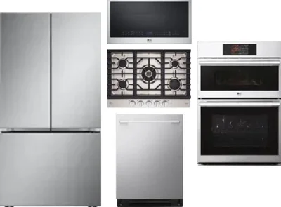 5 Piece Package Includes Refrigerator, Cooktop, Wall Oven, Microwave And Dishwasher