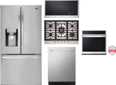 5 Piece Package Includes Refrigerator, Cooktop, Wall Oven, Microwave And Dishwasher