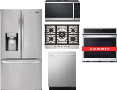 5 Piece Package Includes Refrigerator, Cooktop, Wall Oven, Microwave And Dishwasher