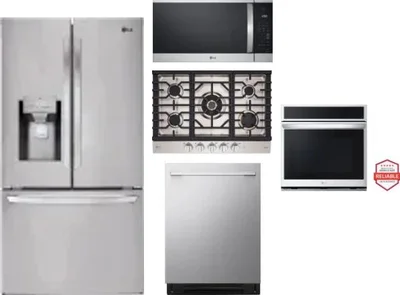 5 Piece Package Includes Refrigerator, Cooktop, Wall Oven, Microwave And Dishwasher