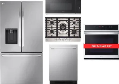 5 Piece Package Includes Refrigerator, Cooktop, Wall Oven, Microwave And Dishwasher