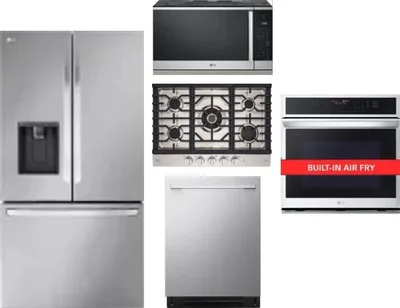 5 Piece Package Includes Refrigerator, Cooktop, Wall Oven, Microwave And Dishwasher