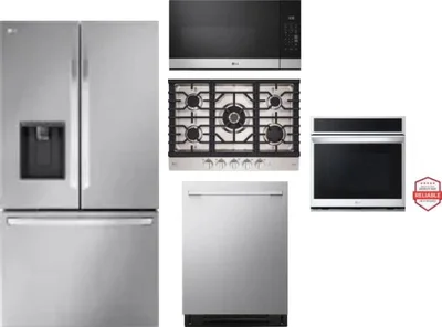 5 Piece Package Includes Refrigerator, Cooktop, Wall Oven, Microwave And Dishwasher
