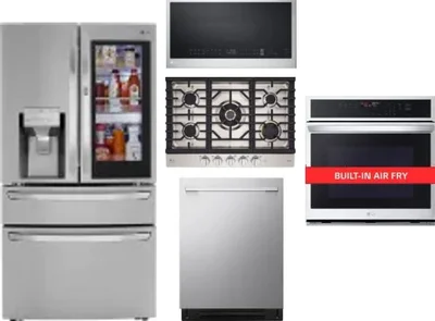 5 Piece Package Includes Refrigerator, Cooktop, Wall Oven, Microwave And Dishwasher