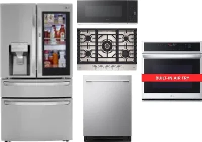 5 Piece Package Includes Refrigerator, Cooktop, Wall Oven, Microwave And Dishwasher
