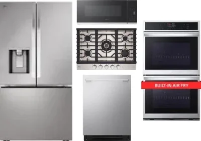 5 Piece Package Includes Refrigerator, Cooktop, Wall Oven, Microwave And Dishwasher