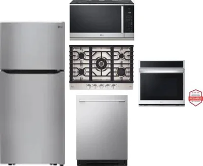5 Piece Package Includes Refrigerator, Cooktop, Wall Oven, Microwave And Dishwasher