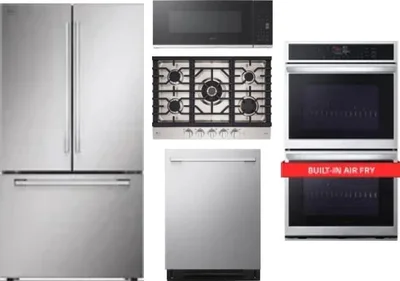 5 Piece Package Includes Refrigerator, Cooktop, Wall Oven, Microwave And Dishwasher