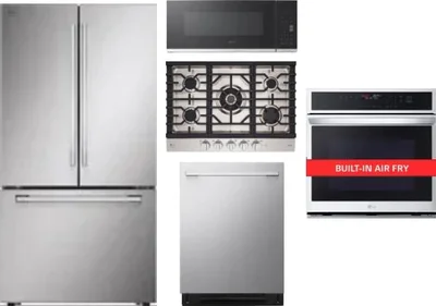 5 Piece Package Includes Refrigerator, Cooktop, Wall Oven, Microwave And Dishwasher