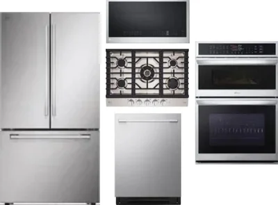 5 Piece Package Includes Refrigerator, Cooktop, Wall Oven, Microwave And Dishwasher