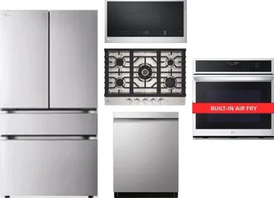 5 Piece Package Includes Refrigerator, Cooktop, Wall Oven, Microwave And Dishwasher