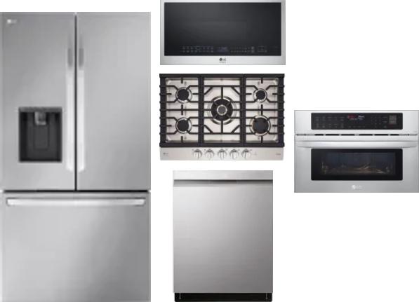 5 Piece Package Includes Refrigerator, Cooktop, Wall Oven, Microwave And Dishwasher