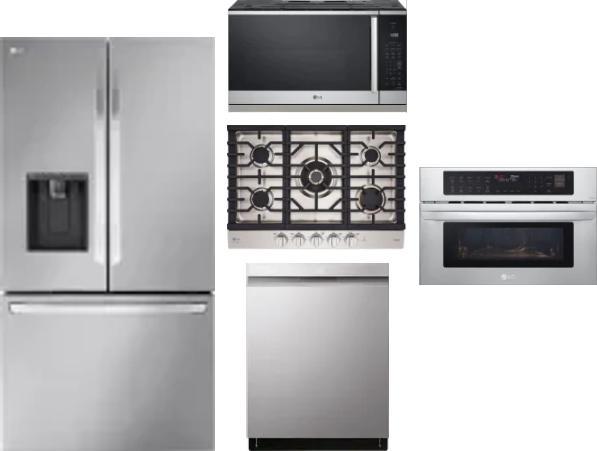 5 Piece Package Includes Refrigerator, Cooktop, Wall Oven, Microwave And Dishwasher