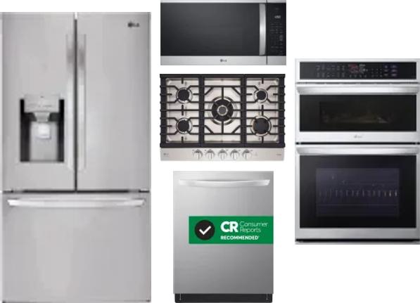 5 Piece Package Includes Refrigerator, Cooktop, Wall Oven, Microwave And Dishwasher