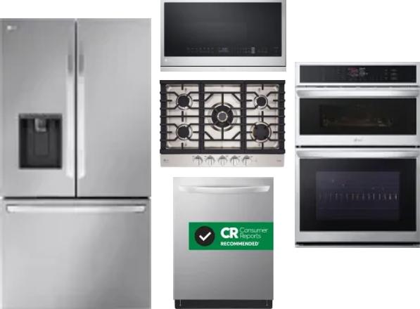 5 Piece Package Includes Refrigerator, Cooktop, Wall Oven, Microwave And Dishwasher