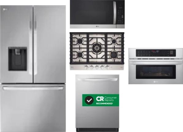 5 Piece Package Includes Refrigerator, Cooktop, Wall Oven, Microwave And Dishwasher