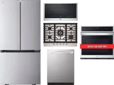 5 Piece Package Includes Refrigerator, Cooktop, Wall Oven, Microwave And Dishwasher