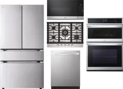 5 Piece Package Includes Refrigerator, Cooktop, Wall Oven, Microwave And Dishwasher