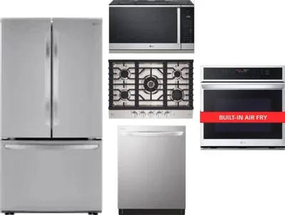 5 Piece Package Includes Refrigerator, Cooktop, Wall Oven, Microwave And Dishwasher