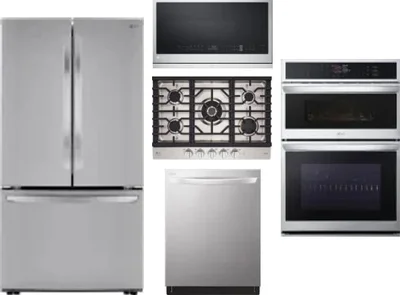 5 Piece Package Includes Refrigerator, Cooktop, Wall Oven, Microwave And Dishwasher
