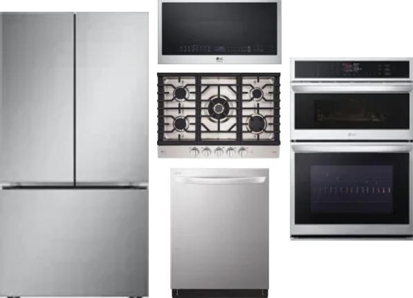 5 Piece Package Includes Refrigerator, Cooktop, Wall Oven, Microwave And Dishwasher
