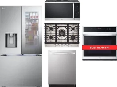 5 Piece Package Includes Refrigerator, Cooktop, Wall Oven, Microwave And Dishwasher