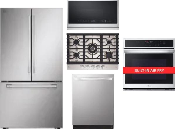 5 Piece Package Includes Refrigerator, Cooktop, Wall Oven, Microwave And Dishwasher