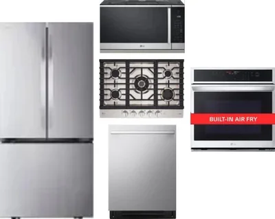 5 Piece Package Includes Refrigerator, Cooktop, Wall Oven, Microwave And Dishwasher