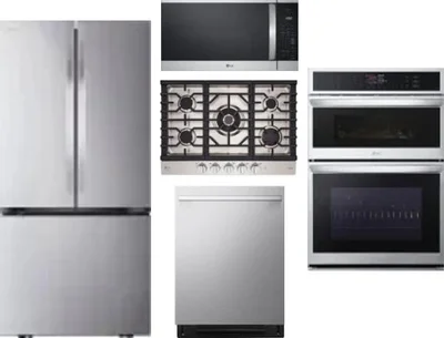 5 Piece Package Includes Refrigerator, Cooktop, Wall Oven, Microwave And Dishwasher