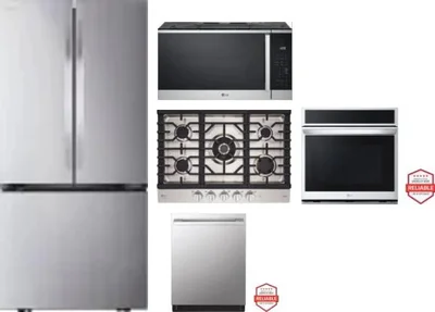 5 Piece Package Includes Refrigerator, Cooktop, Wall Oven, Microwave And Dishwasher