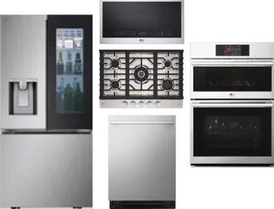 5 Piece Package Includes Refrigerator, Cooktop, Wall Oven, Microwave And Dishwasher