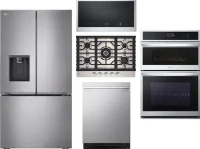 5 Piece Package Includes Refrigerator, Cooktop, Wall Oven, Microwave And Dishwasher