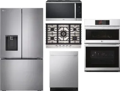 5 Piece Package Includes Refrigerator, Cooktop, Wall Oven, Microwave And Dishwasher