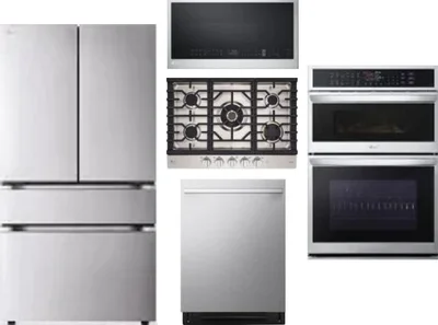5 Piece Package Includes Refrigerator, Cooktop, Wall Oven, Microwave And Dishwasher