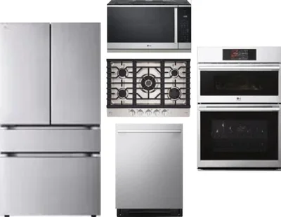 5 Piece Package Includes Refrigerator, Cooktop, Wall Oven, Microwave And Dishwasher