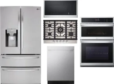 5 Piece Package Includes Refrigerator, Cooktop, Wall Oven, Microwave And Dishwasher