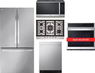 5 Piece Package Includes Refrigerator, Cooktop, Wall Oven, Microwave And Dishwasher