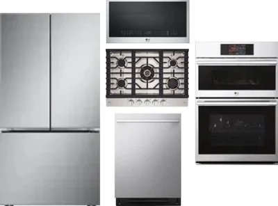 5 Piece Package Includes Refrigerator, Cooktop, Wall Oven, Microwave And Dishwasher