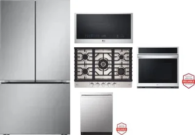 5 Piece Package Includes Refrigerator, Cooktop, Wall Oven, Microwave And Dishwasher