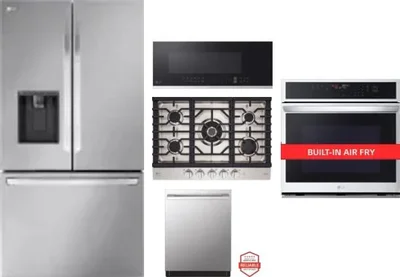 5 Piece Package Includes Refrigerator, Cooktop, Wall Oven, Microwave And Dishwasher